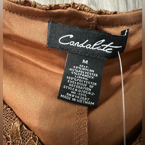 Copper Lace Evening/Cocktail Dress By CANDALITE SZ M NWT - Picture 2 of 14